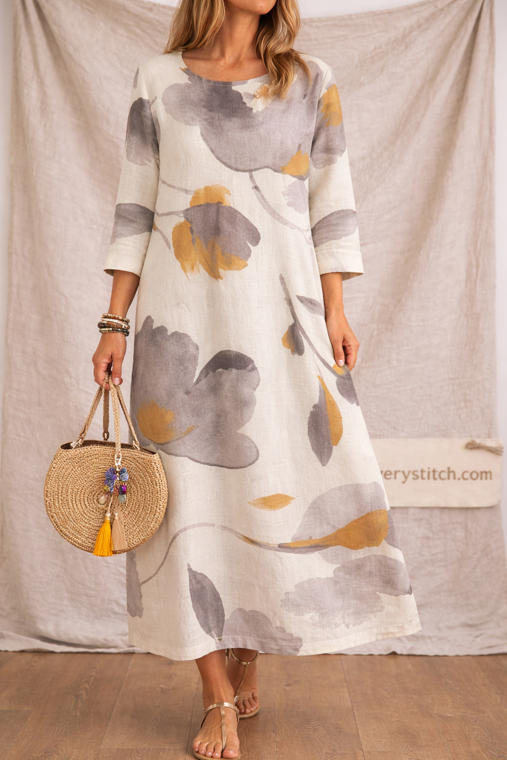 Plus Size Printed Maxi Dress - Casual Fit