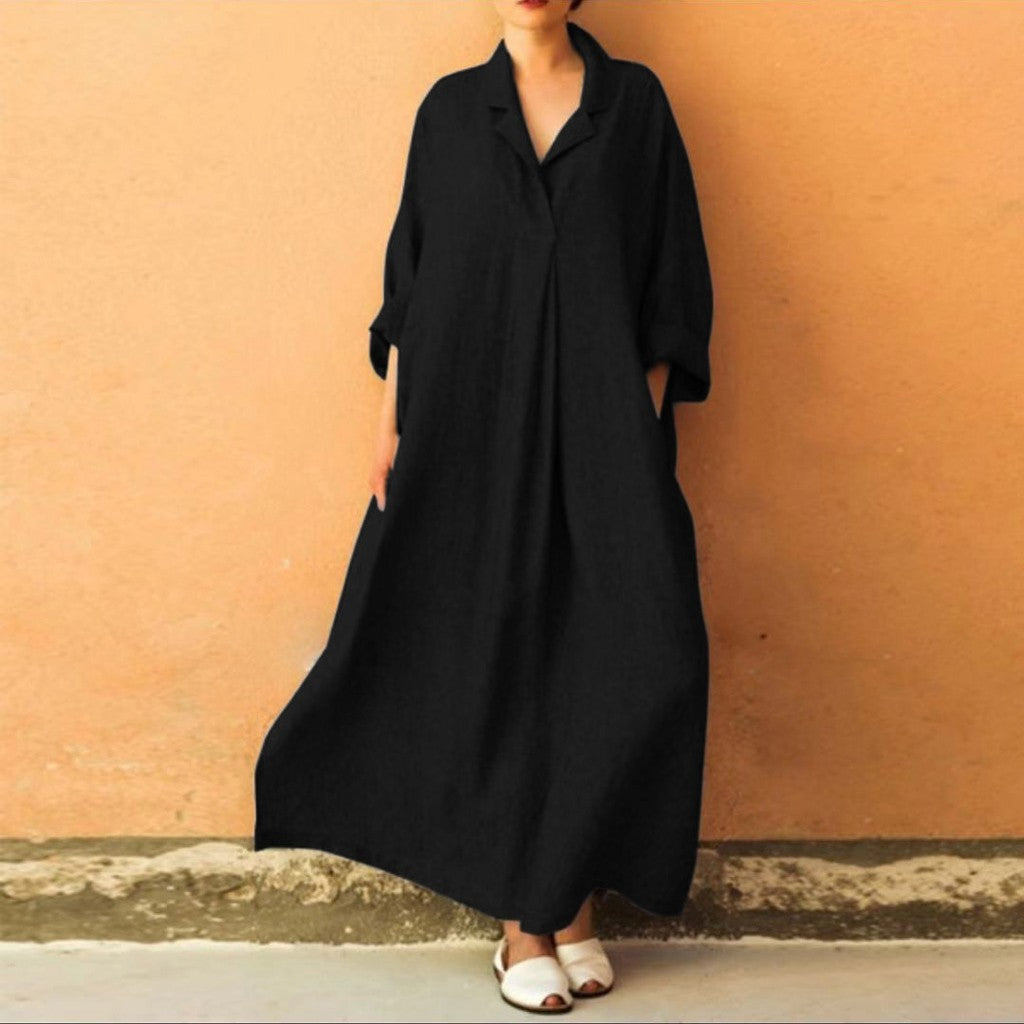 Women's Long Sleeve Loose Plus Size Shirt Dress
