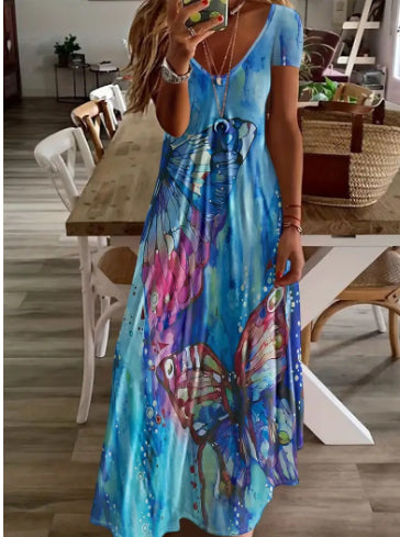 Loose Printed Plus Size Sling Dress