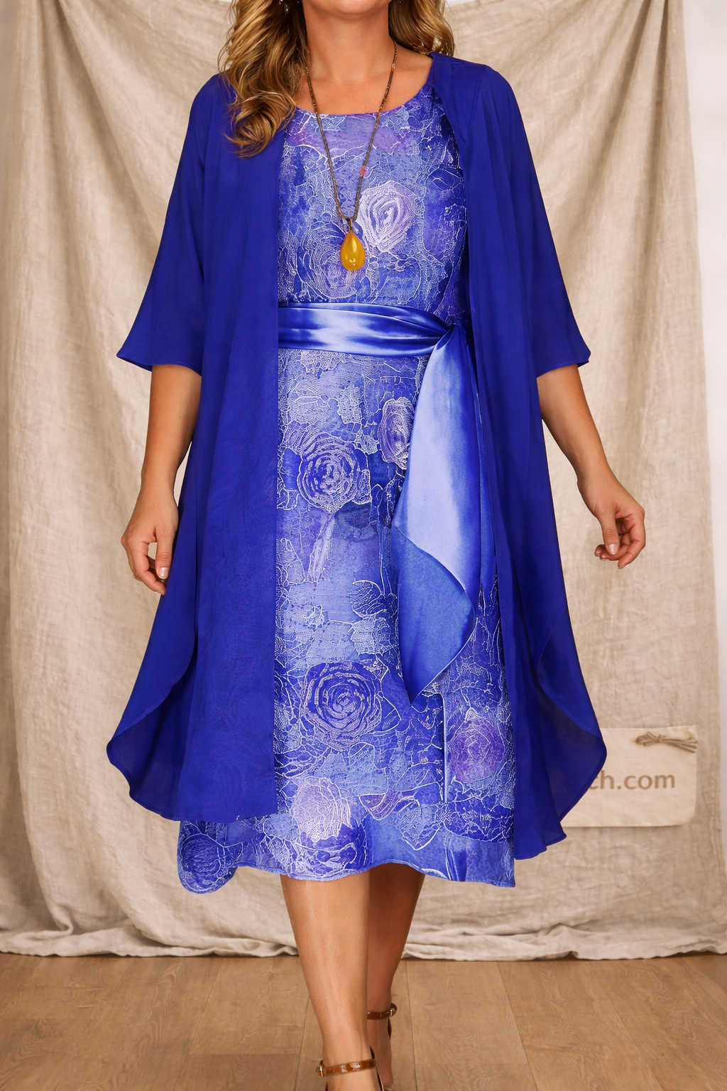Plus Size Asymmetric Dress Set - Elegant