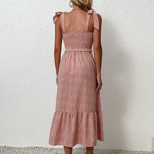 New Summer Draped Mid-length Backless Dress