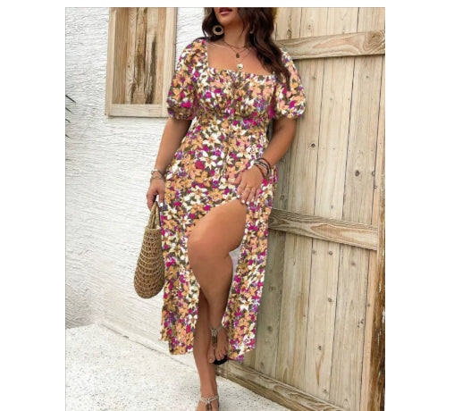 Women's Clothing Plus Size Floral Dress Summer