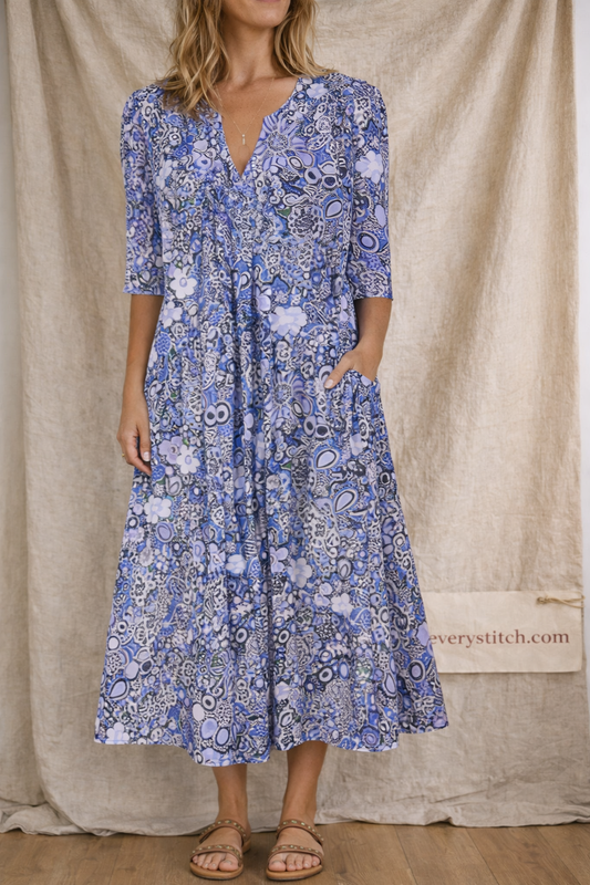 Floral V-Neck Midi Dress