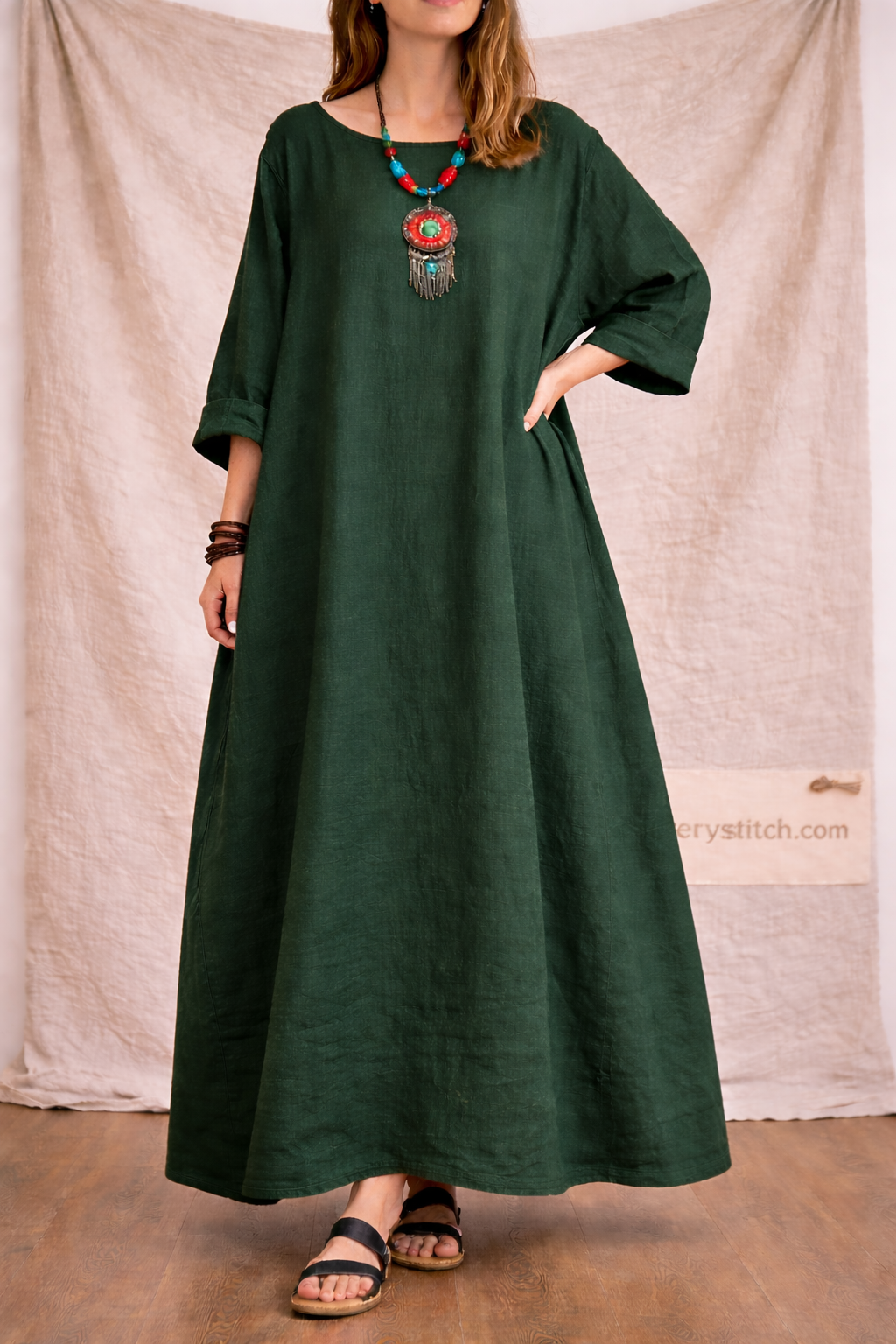 Oversized Batwing Sleeve Maxi Dress