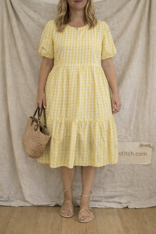 Women's Plaid New Lantern Sleeve Bohemian Beach Dress