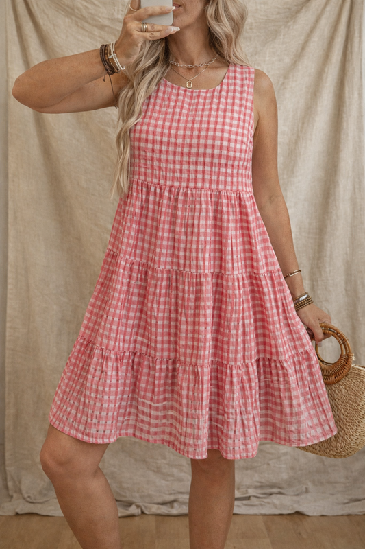 Women's Loose Casual Elegant Sleeveless Plaid Dress