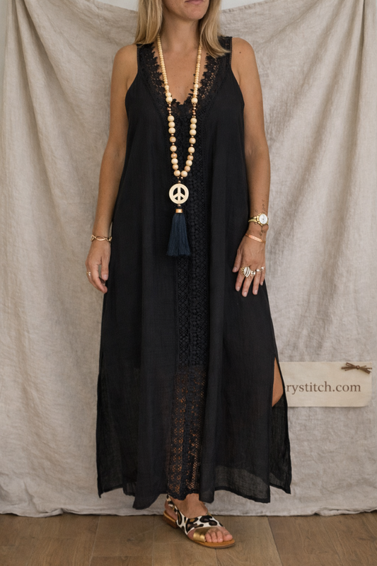 Women's Plus Size Dress Sleeveless Lace Stitching Dress