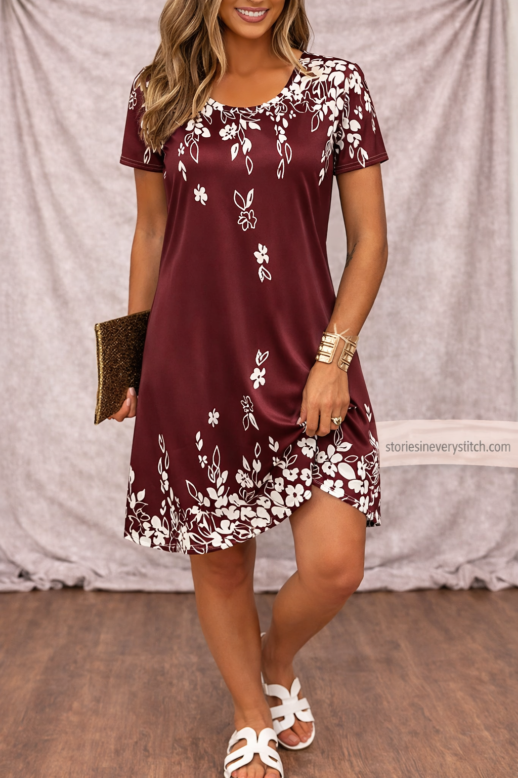 Women’s Boho Floral Print Mini Dress – Long Sleeve Casual Summer Dress