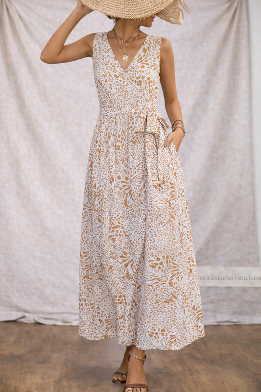 Women’s Floral Sleeveless Midi Dress – Boho Button Front Casual Summer Dress