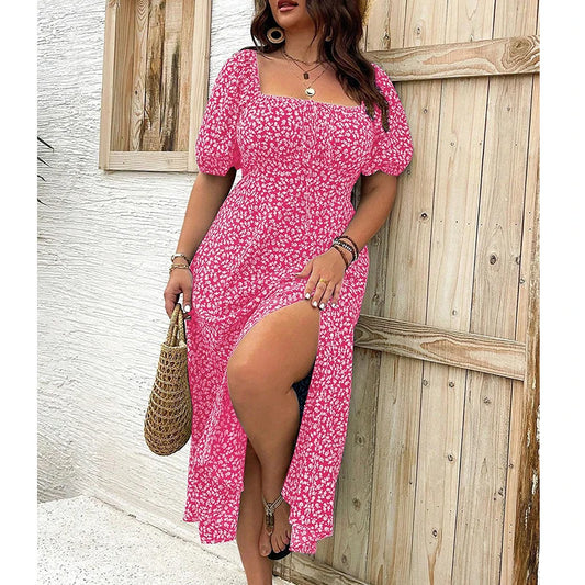 Women's Clothing Plus Size Floral Dress Summer