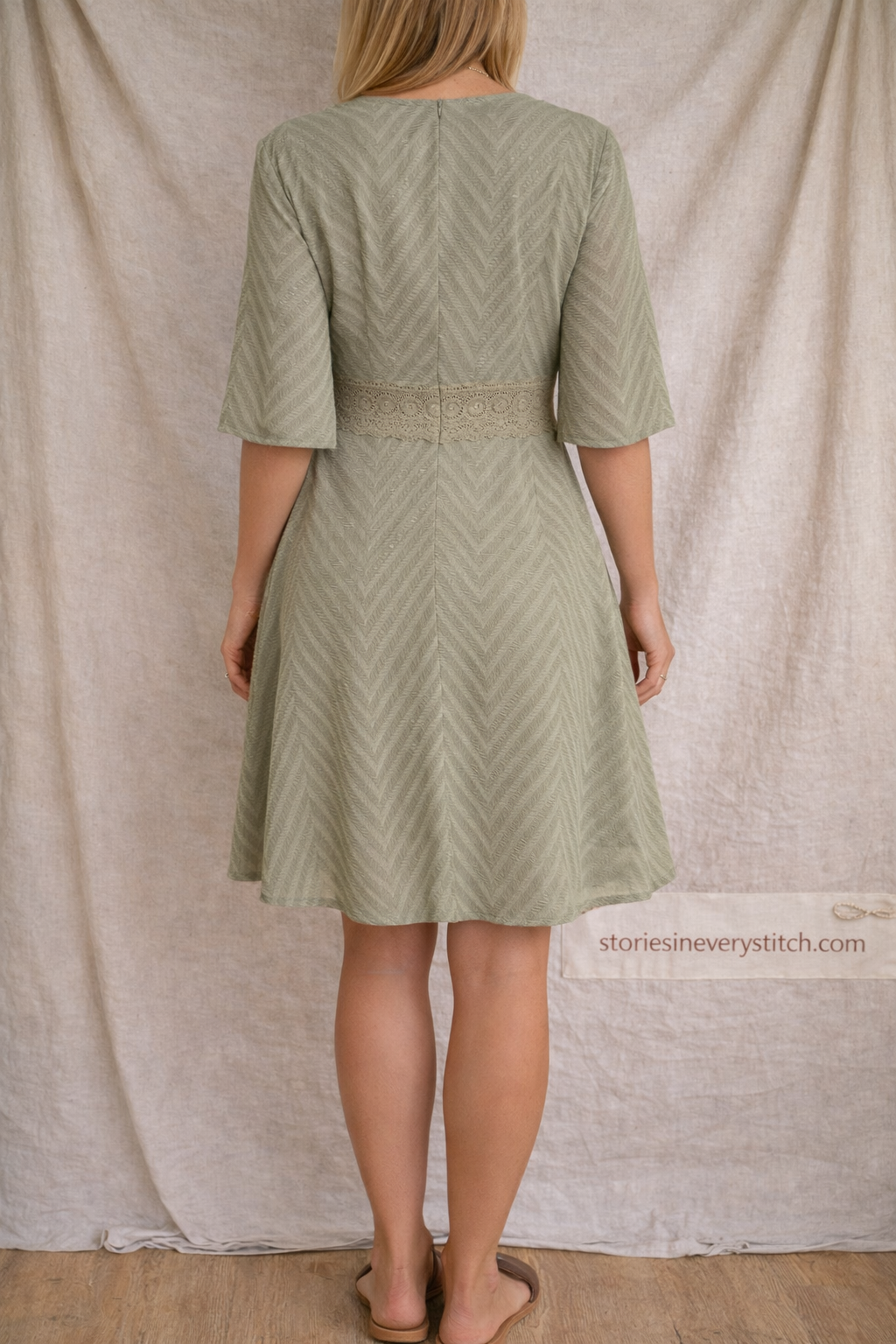Textured V-Neck Fit & Flare Mini Dress