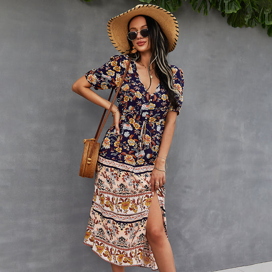 New Summer Women's Vacation Style Printed Dress