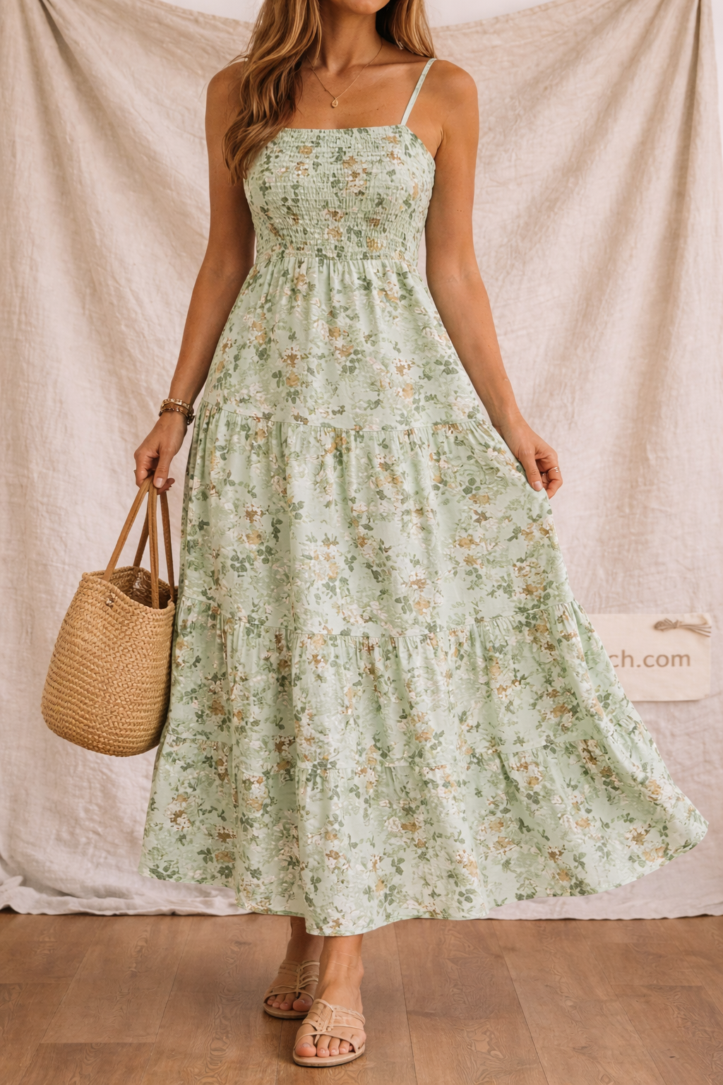 Romantic Bloom Smocked Midi Dress