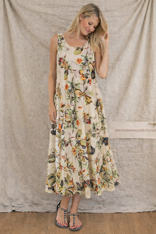 Meadow Breeze Button Front Midi Dress
