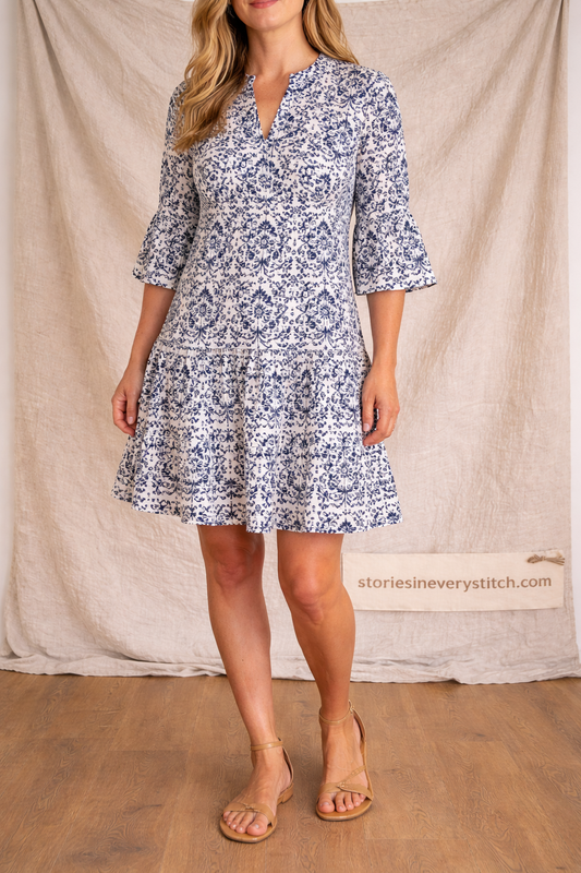 Printed Button Shirt Mini Dress