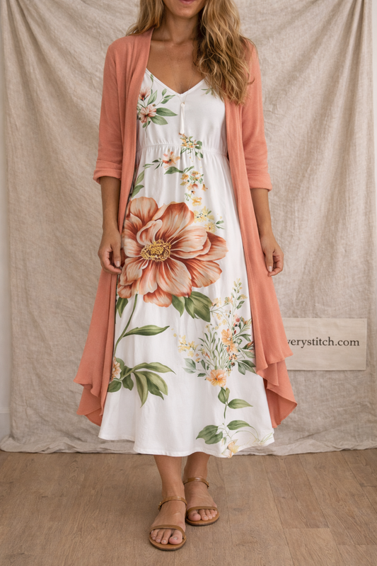 Printed V-Neck Maxi Dress