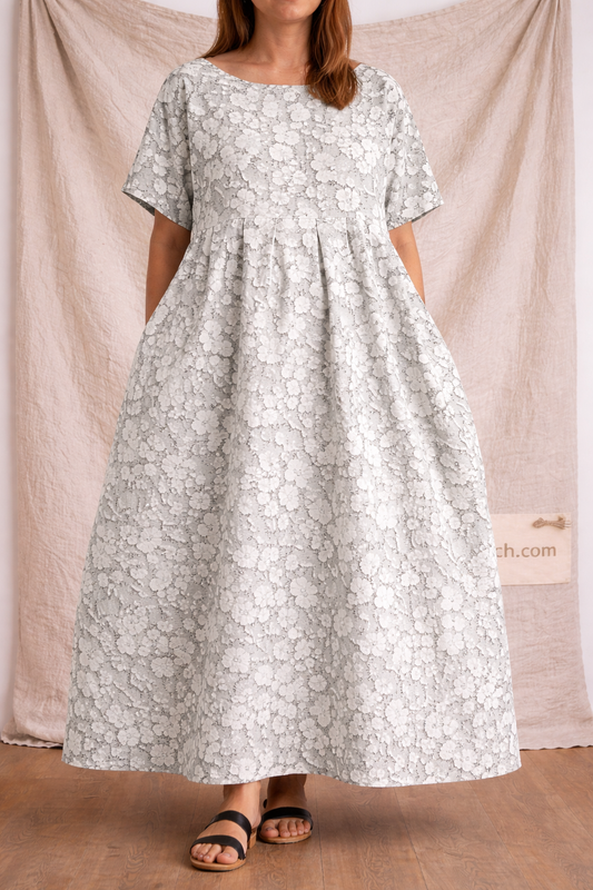 Vintage Floral Print Relaxed Midi Dress