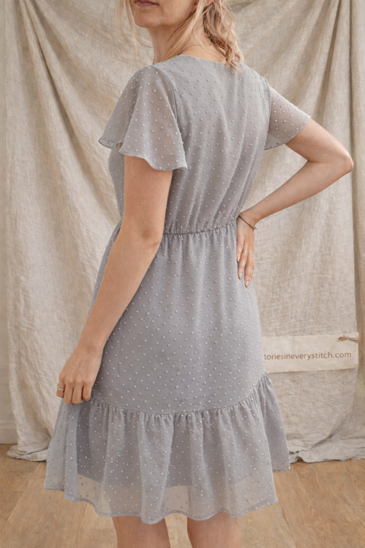 Soft Pleat V-Neck Mini Dress