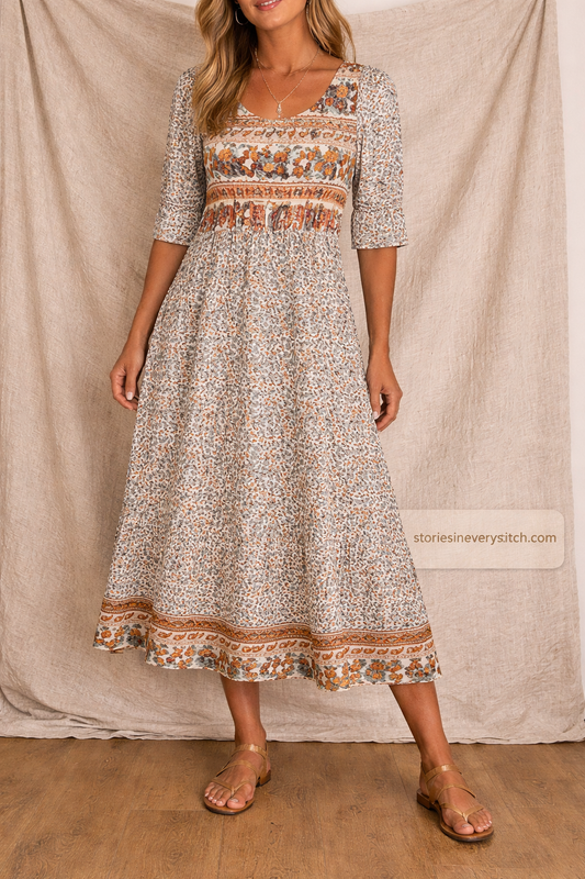 Bohemian Printed Midi Dress