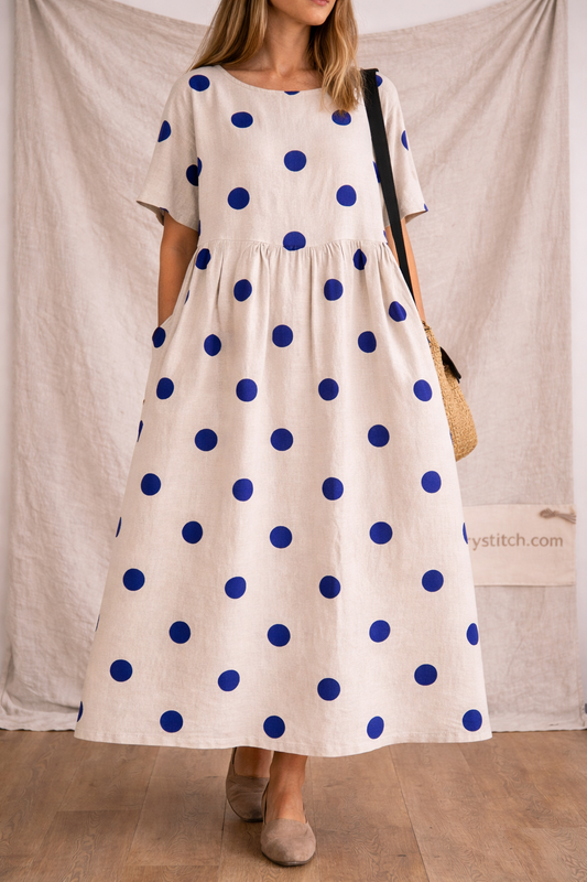 Everyday Charm Polka Dot & Lace Midi Dress