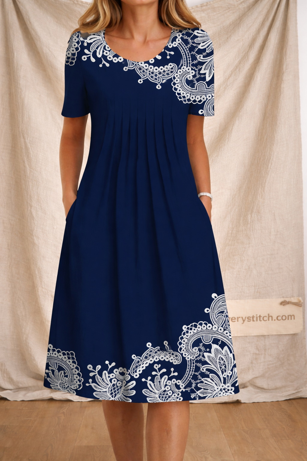 Artistic Patchwork Floral Midi Dress