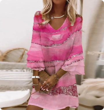 Women's Summer Printed V-Neck Mini Dress