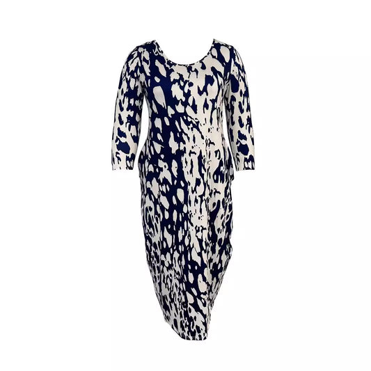 European And American New Pocket Round Neck Printing Plus Size Dress