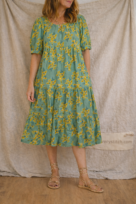 Floral Print Button Midi Dress