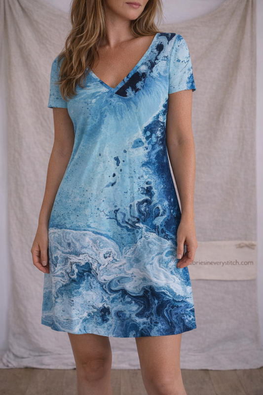 Ocean Breeze V-Neck Mini Dress