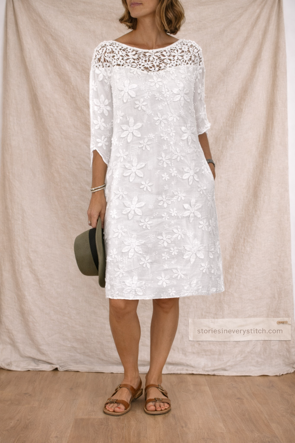 Lace Breeze Linen Mini Dress