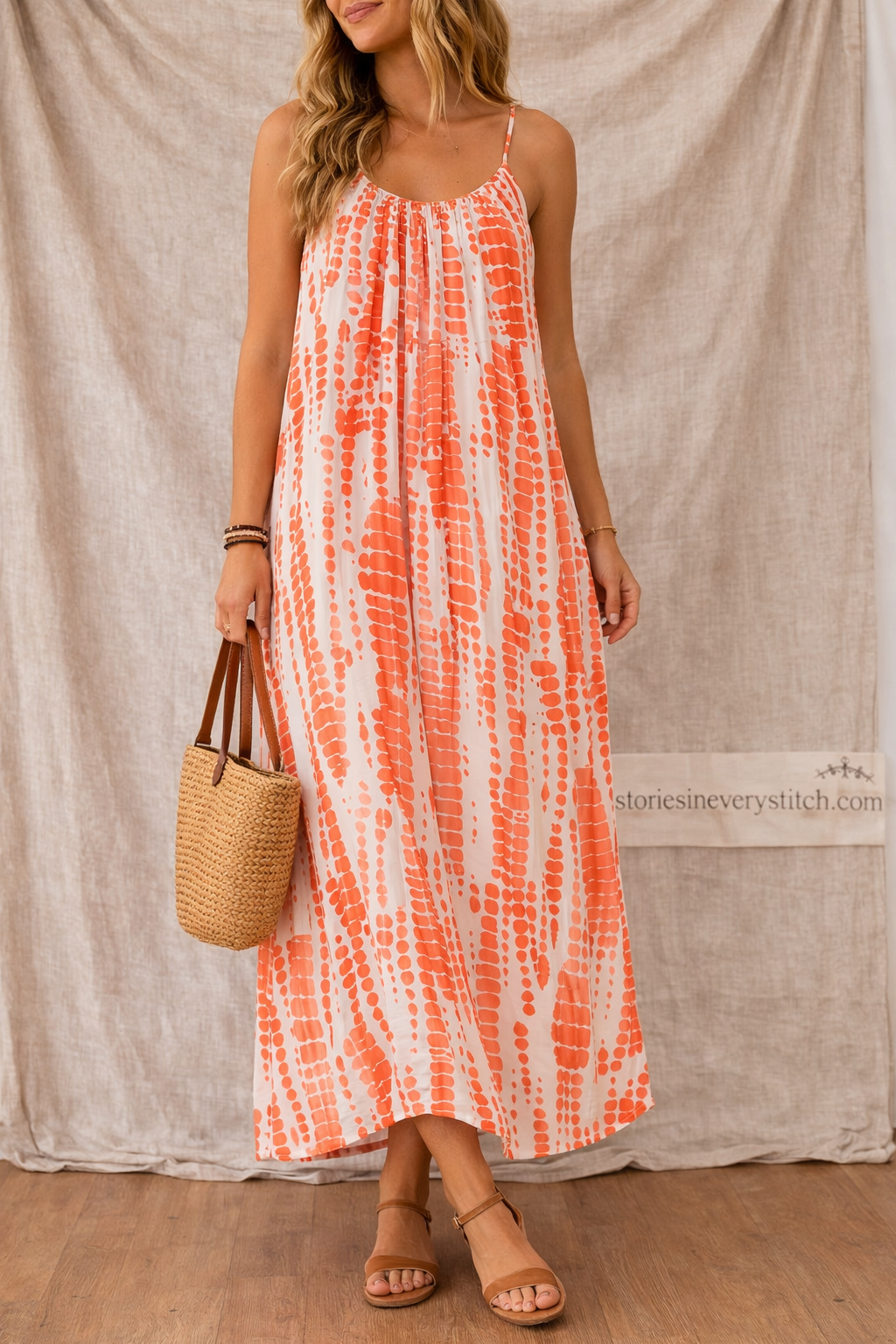 Women’s Boho Spaghetti Strap Maxi Dress – Casual Loose Summer Beach Dress
