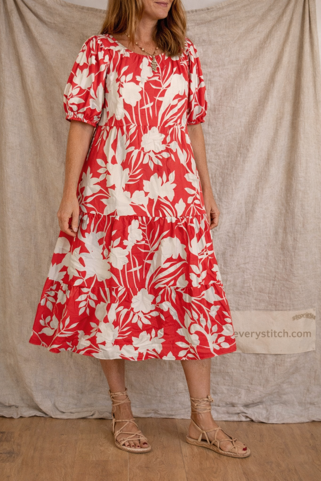 Floral Print Button Midi Dress