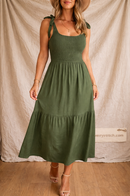 Sleeveless Button Front Midi Dress