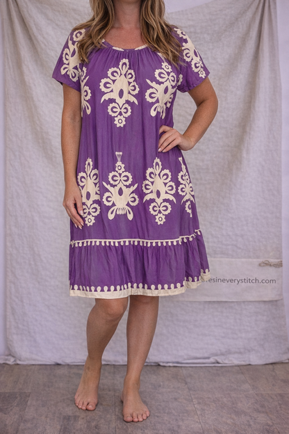 Boho Embroidered Fringe Mini Dress
