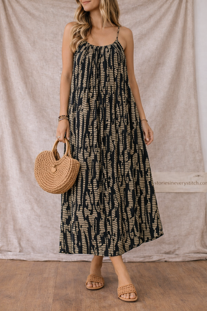 Women’s Boho Spaghetti Strap Maxi Dress – Casual Loose Summer Beach Dress