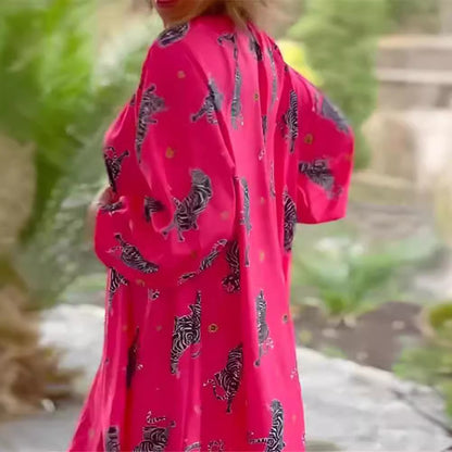 Women's V-neck Short Sleeve Printed Loose Casual Plus Size Dress