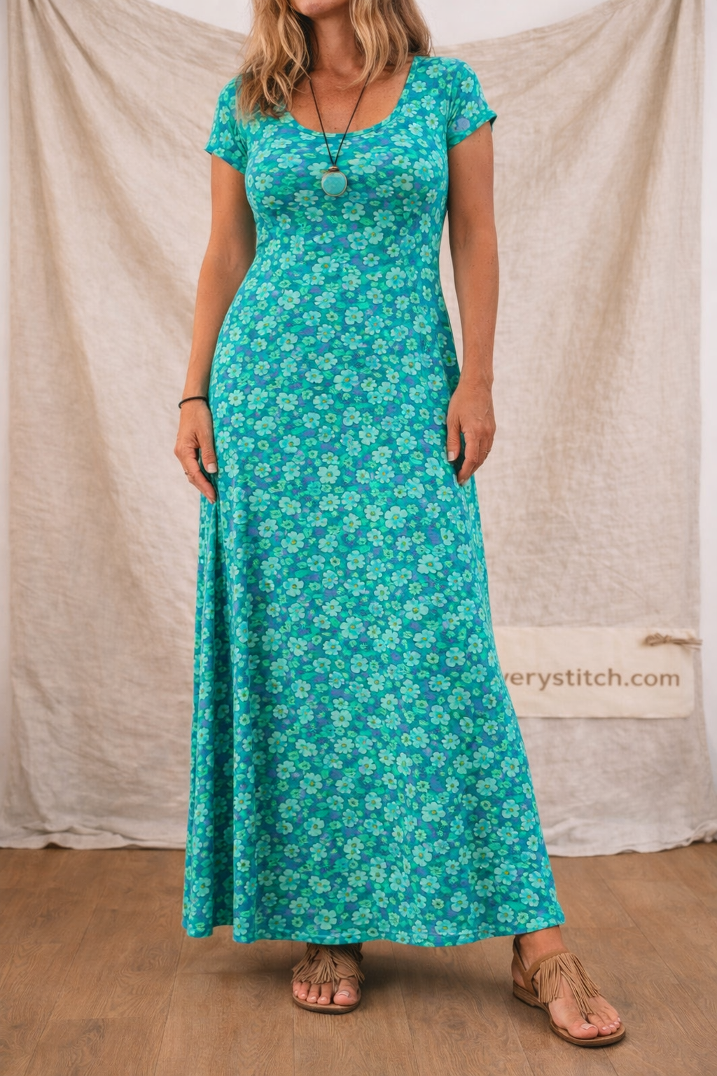 Floral Print Fitted Maxi Dress