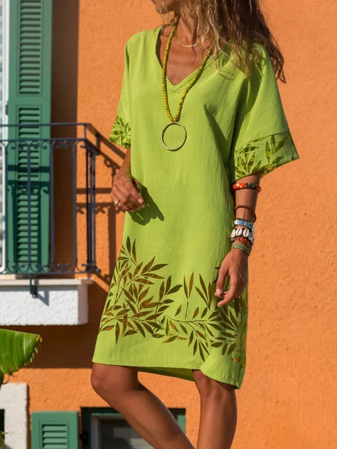 Casual V-neck plus size dress