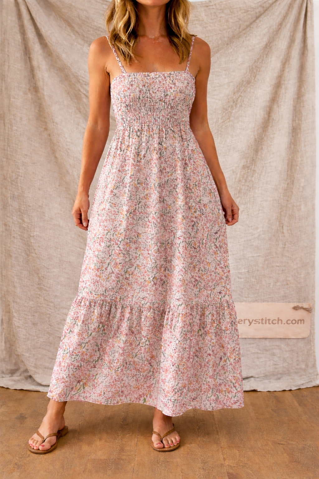 Floral Smocked Strap Maxi Dress