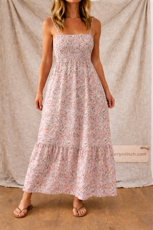 Floral Smocked Strap Maxi Dress