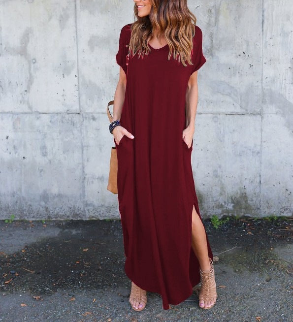 Extra Long Plus-sized Loose Pockets Dress