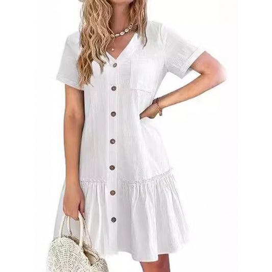 Women's Loose Summer Cotton And Linen Dress