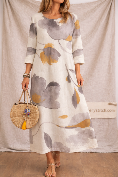 Plus Size Printed Maxi Dress - Casual Fit
