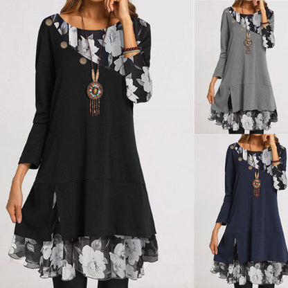 Fashion Chiffon Print Loose Plus Size Dress