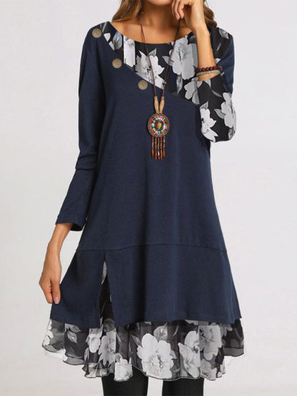 Fashion Chiffon Print Loose Plus Size Dress