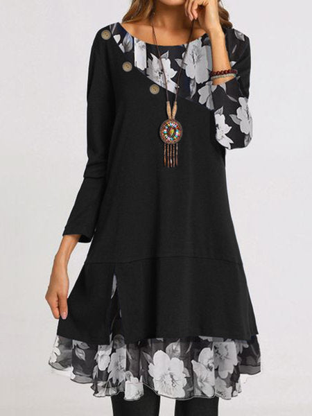 Fashion Chiffon Print Loose Plus Size Dress