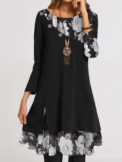 Fashion Chiffon Print Loose Plus Size Dress