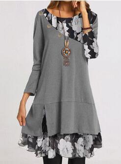 Fashion Chiffon Print Loose Plus Size Dress