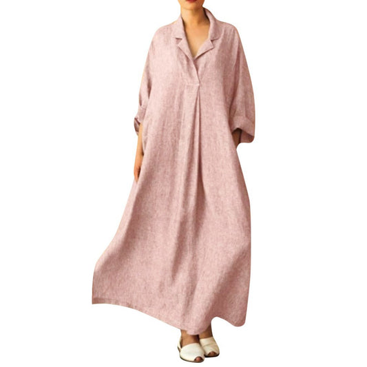 Women's Long Sleeve Loose Plus Size Shirt Dress