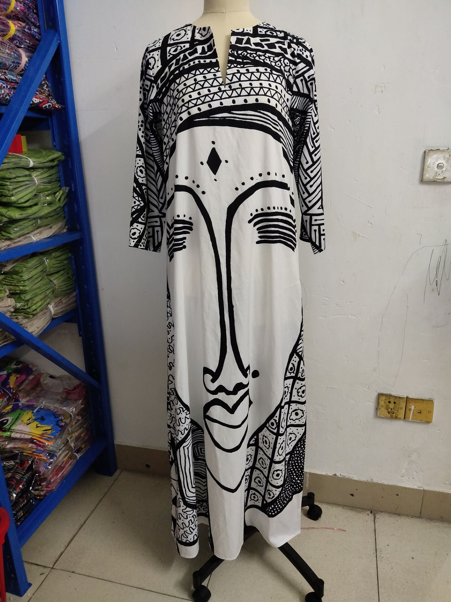 Fashion Face Print Loose Plus Size Dress